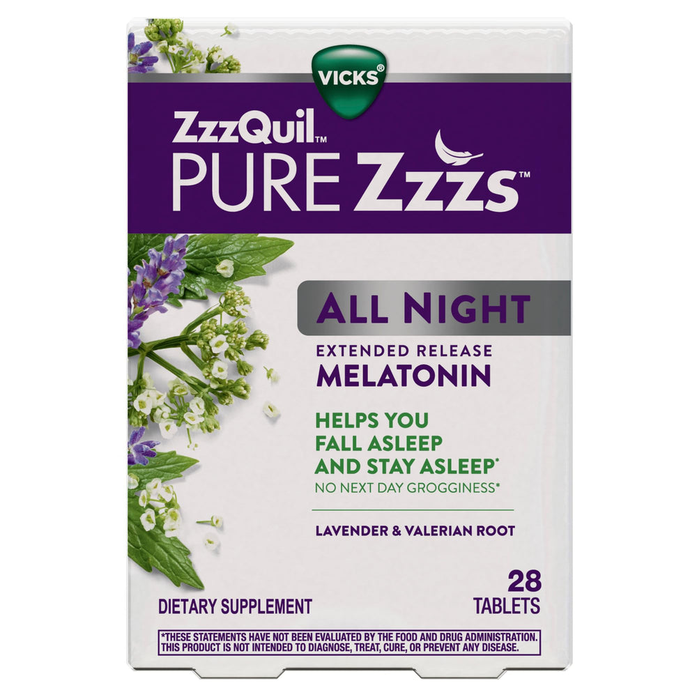 ZzzQuil Pure Zzzs botanicals with chamomile and lavender aroma notes.