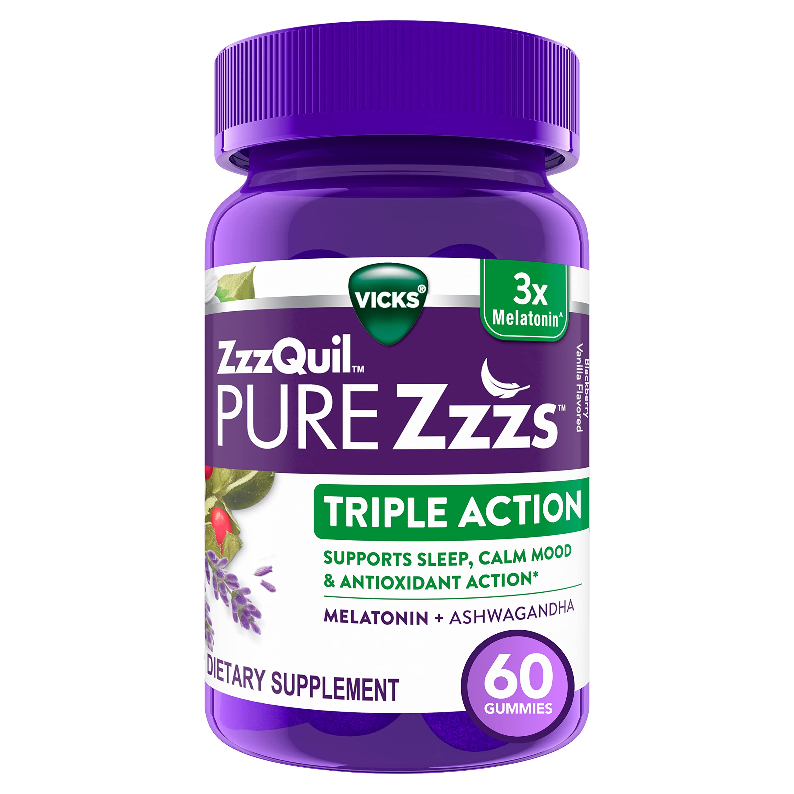 ZzzQuil PURE Zzzs packaging displayed as a trusted bedtime sleep aid for adults