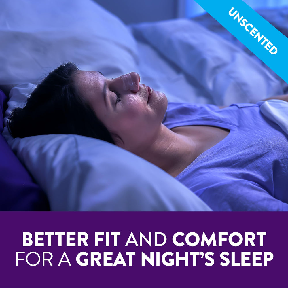 ZzzQuil Sleep Nasal Strips are drug-free and unscented for nocturnal use